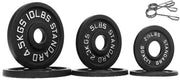 Olympic Cast Iron Plate for Strength Training and Weightlifting, Pairs, Sets or Set with Barbell, Multiple Sizes