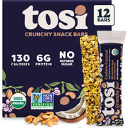 Tosi Nut Bars, Cashew Blueberry, Healthy Snacks for Adults & Kids, Plant Based Crunchy Bars (6G Protein), Organic Keto Snacks, Vegan, Gluten & Soy Free, Low Sugar, Omega 3s, 1oz, 12-Pack