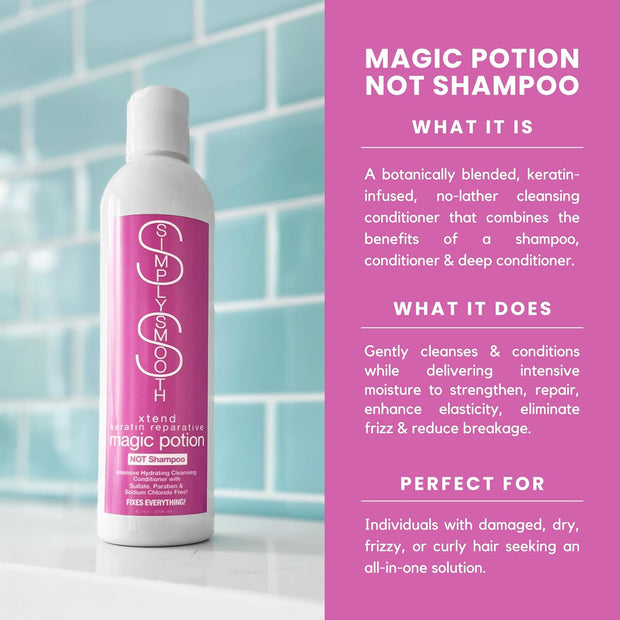 Simply Smooth Magic Potion NOT Shampoo | No Lather Cleansing Conditioner Co Wash | Cleans Hair While Adding Intense Hydration | Protects Natural Oils In Hair, Maintaining Curls & Coils | 8.5 Oz.