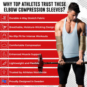 Nordic Lifting Elbow Compression Sleeves (1 Pair) – Support for Pain Relief, Tendonitis, Golfer’s & Tennis Elbow Recovery