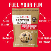 simplyFUEL Whole Food Protein Balls with Probiotics - Chocolate Coconut Peanut Butter Snacks - 8g Protein Snack - Gluten Free Energy Balls