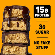 JUNKLESS Protein Bars - Chocolate Peanut Butter - 15g Protein, No Added Sugar, Gluten Free, High Fiber, Delicious Taste and Texture, Satisfying, Healthy Snack for Energy - 12 Bars