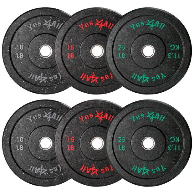 Yes4All 2" Bumper Plate, 10-190 LB Olympic Rubber Weight Plate with Steel Hub for WeightLifting, Strength Training, Home Gym, Less Impact, Absorb Bounce & Shock, Multiple Options