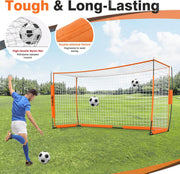 Portable Soccer Goal, Detachable 12x6 FT Soccer Goals Net for Backyard, Quick Setup Training Equipment with 1 Carry Bag, 1 Football, 12 Training Cones