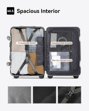 LUGGEX All Aluminum Carry On Luggage with Wheels - Zipperless Hardshell Suitcase with TSA Lock (Silver, 20 Inch)