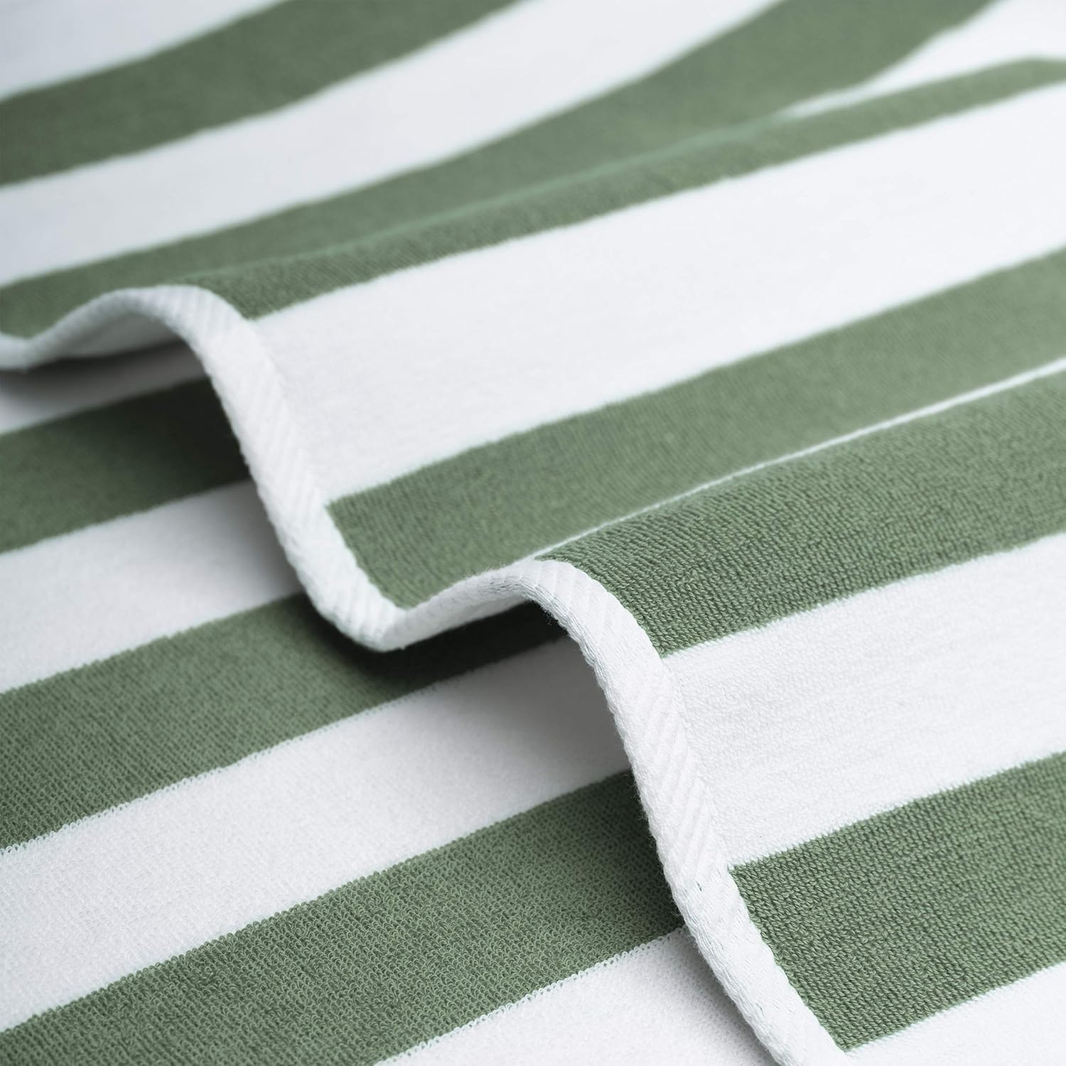 American Soft Linen Cabana Striped Beach Towels, 30x60 inch 4 Piece Oversize Pool Towels, Quick Drying Sand Free Swim Towels, Sage Green