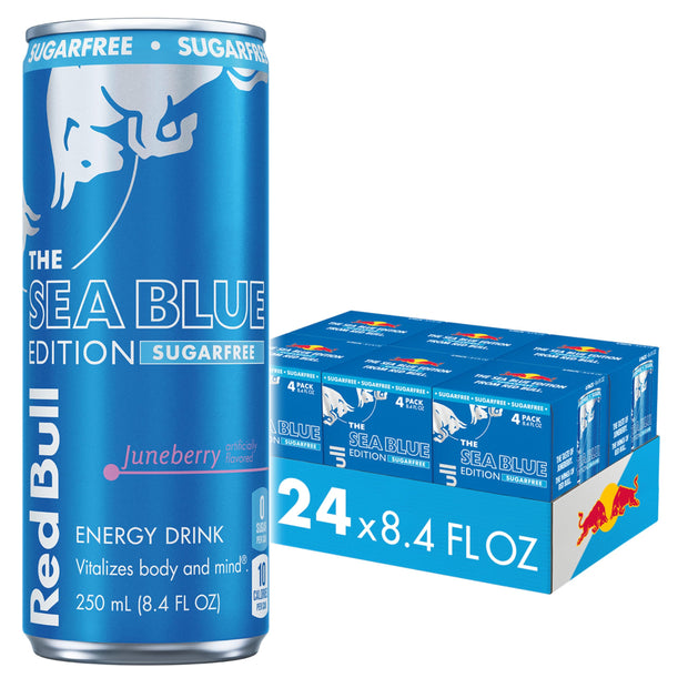 Red Bull Energy Drink Sugar Free Variety Pack, Red, Amber, and Sea Blue, with 80mg Caffeine, Taurine & B Vitamins, 8.4 fl. oz, Pack of 12 Cans