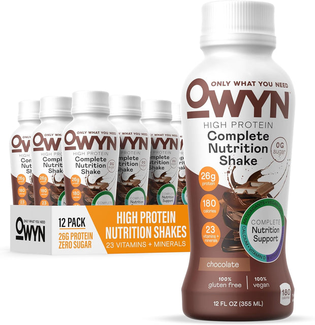OWYN Only What You Need Protein Shake, High Protein Complete Nutrition Drink, Chocolate, 12 Fl Oz (12 Pack)