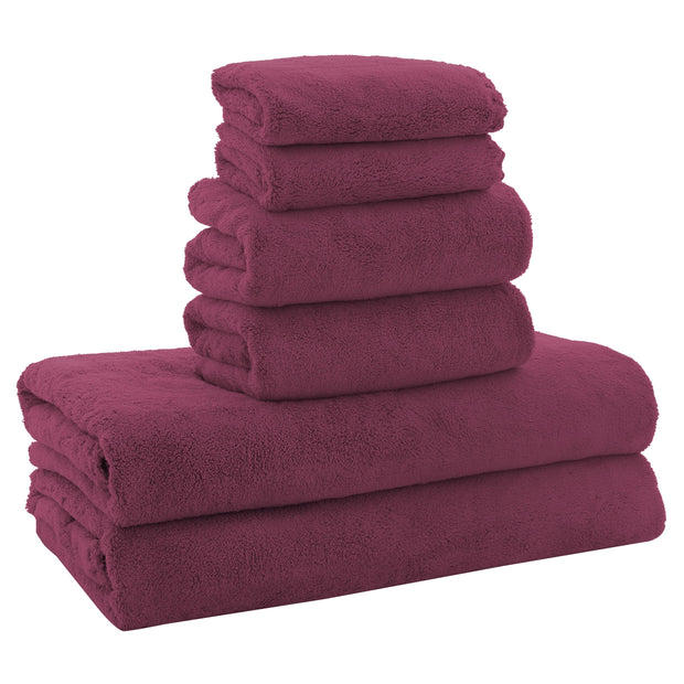 MOONQUEEN Ultra Soft Towel Set-Quick Drying-2 Bath Towels 2 Hand Towels 2 Washcloths - Microfiber Coral Velvet Highly Absorbent Towel for Bath Fitness, Bathroom, Sports, Yoga, Travel(Dark Grey, 6 Pcs)