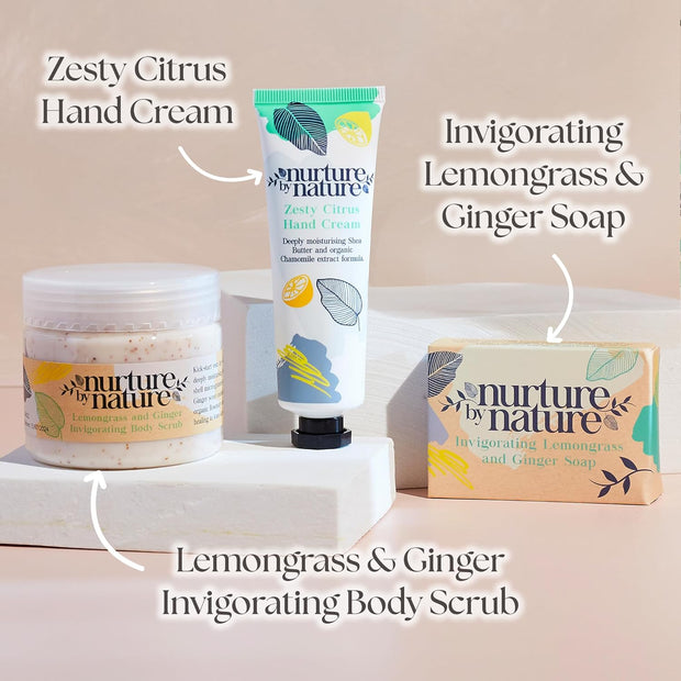 Nurture by Nature RELAX & UPLIFT Spa Kit – Birthday Gifts for Women – 6-in-1 Self-Care Kit, Spa Gift Baskets for Women, Bath Sets Gift - Bath Salts, Body Scrub, Bath Bomb, Candle, Hand Cream, Soap