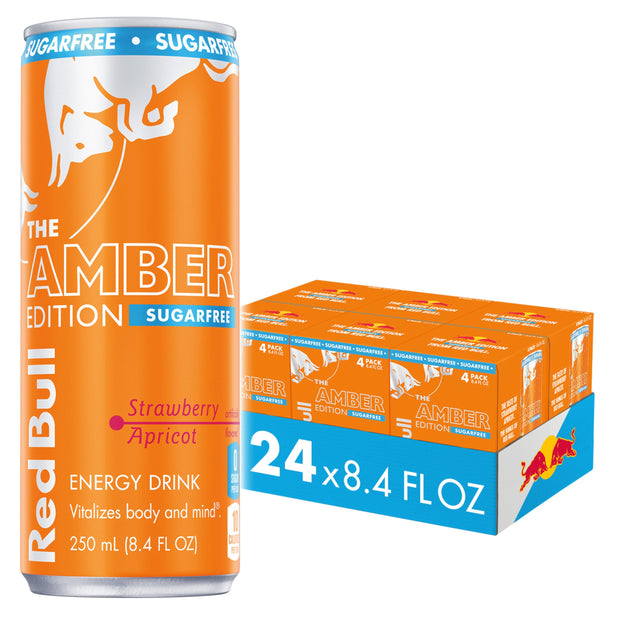 Red Bull Red Edition Sugar Free Energy Drink, Watermelon, with 80mg Caffeine plus Taurine & B Vitamins, 8.4 Fl Oz, 6 Packs of 4 Cans (Pack of 24)