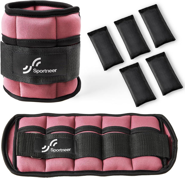 Sportneer Adjustable Ankle Weights 1 Pair 2 4 6 8 10 Lbs Leg Weight Straps for Women Men, Weighted Ankle Weights Set for Gym,Fitness, Workout,Walking, Jogging,1-5 lbs Each Ankle, 1 Pair 2-10 lbs