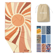 SUN'Y Waffle Microfiber Beach Towel – Sand Free, Quick Dry, Ultra Absorbent, Lightweight & Compact Travel Towel with Carry Bag - Large (63” x 31.5”), Boho