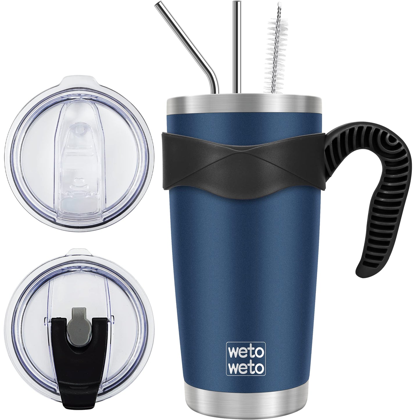 WETOWETO 20oz Tumbler, Stainless Steel Vacuum Insulated Coffee Travel Mug, Double Wall Powder Coated Insulated Coffee Mug Travel Mug with Lid Thermal Cup for Outdoor (Navy Blue, 1 Pack)