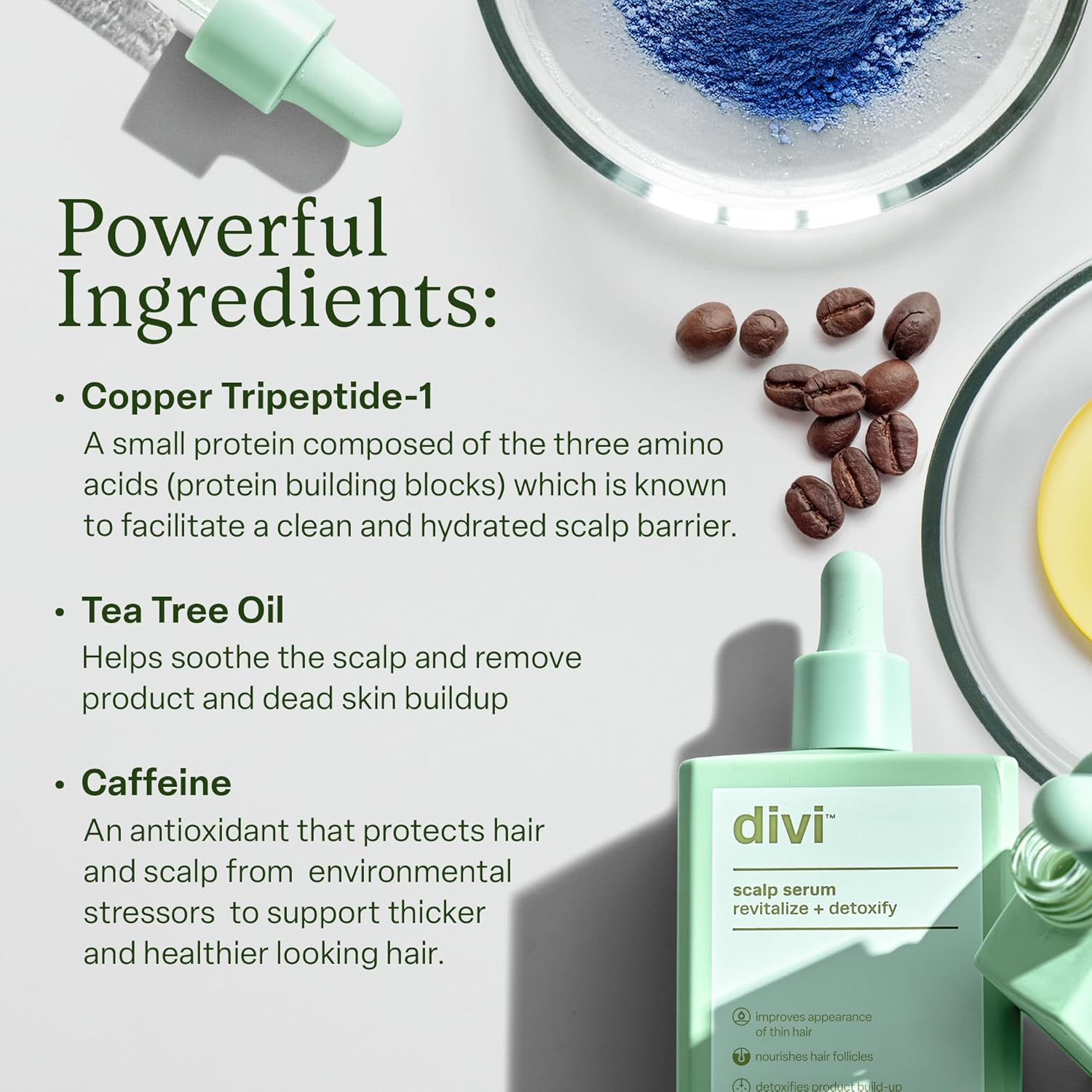 Divi Scalp Serum for Thinning Hair Clinically Tested, Nourishing Formula with Amino Acids, Caffeine & Rosemary Oil Promotes Healthy Scalp & Fuller-Looking Hair, Reduces Oil & Product Buildup