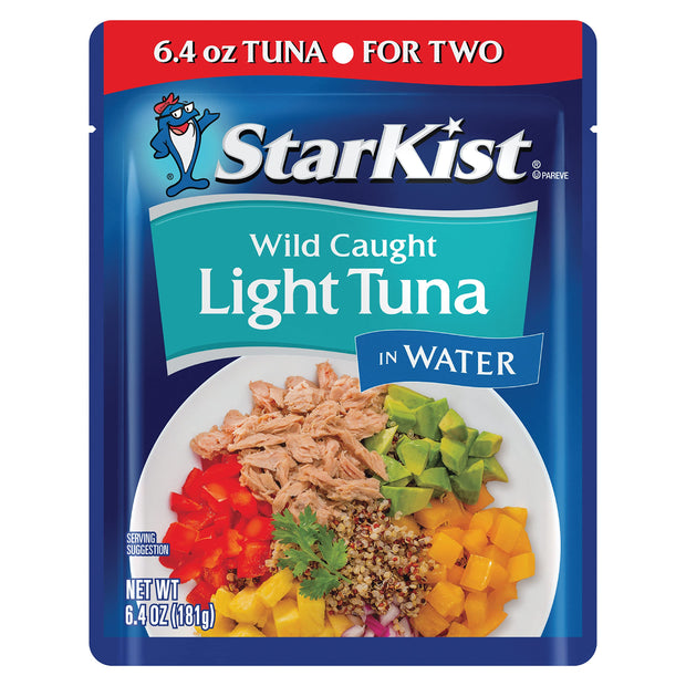 StarKist Chunk Light Tuna in Water, 2.6 oz Pouch (10 Pack) Ready to Eat Wild Caught Tuna, 17g Protein, 70 Calories Per Serving, Gluten Free, Soy Free, Kosher, Perfect for Salads, Keto Meals and Snacks