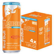 Red Bull Amber Edition Sugar Free Energy Drink, Strawberry Apricot, with 80mg Caffeine plus Taurine & B Vitamins, 8.4 Fl Oz, 6 Packs of 4 Cans (Pack of 24)