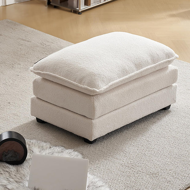 Karl home Sectional Sofa Modular Deep Seat Sofa Couch with Ottoman, Chenille Sofa Sleeper Comfy Upholstered Furniture for Living Room, Apartment, Studio, Office, (3-Seat & 1-Ottoman, Beige)