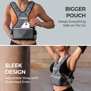 PACEARTH Adjustable Weight Vest 4-10lbs / 11-20lbs / 20-32lbs X-Shape Weighted Vest for Women and Men, Home Workout Ironsand Vest with Zipper Pouch and 6 Weight Packs, Available in Pink, Gray, Black