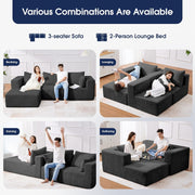 KINGYES Modular Sectional Sofa, 107'' Cloud Couch for Living Room, L Shaped Modern Sectional Sofa with Chaise for Bedroom, Grey