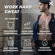 Kewlioo Men's Heat Trapping Zipper Sweat Enhancing Vest - Sauna Suit Shirt Compression Vest Shapewear Top for Gym Exercise