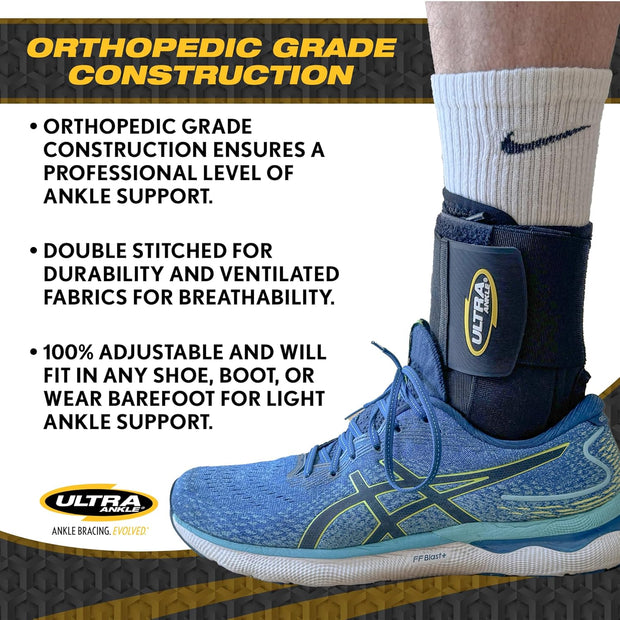 Ultra 360 Lace-Up Ankle Brace Featuring Adjustable Support with Figure-8 Straps to Reduce Ankle Pain and Speed Recovery. Orthopedic Grade Construction for Everyday Wear and Durability for Sports.
