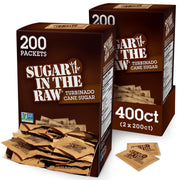 Sugar In The Raw Turbinado Cane Sugar Packets, 200 Ct Box, 1 Pack, Pure, All-Natural Turbinado Sugar, Non-GMO Project Verified, Kosher, Vegan and Gluten Free
