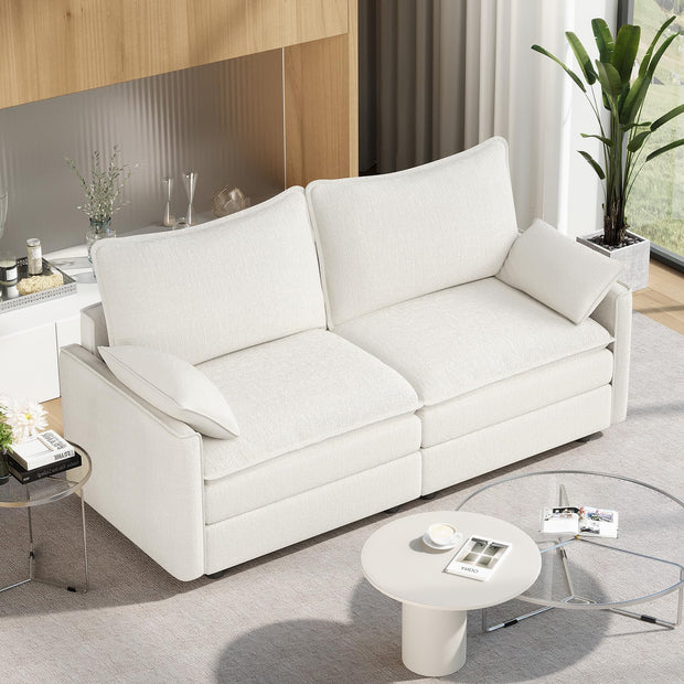 Vesgantti 108" Modular Sectional Sofa, Comfy Cloud Couch with Movable Ottoman Deep Seat Chenille L Shaped Modular Sofa, Sectional Couches for Living Room, Bedroom and Apartment, Beige