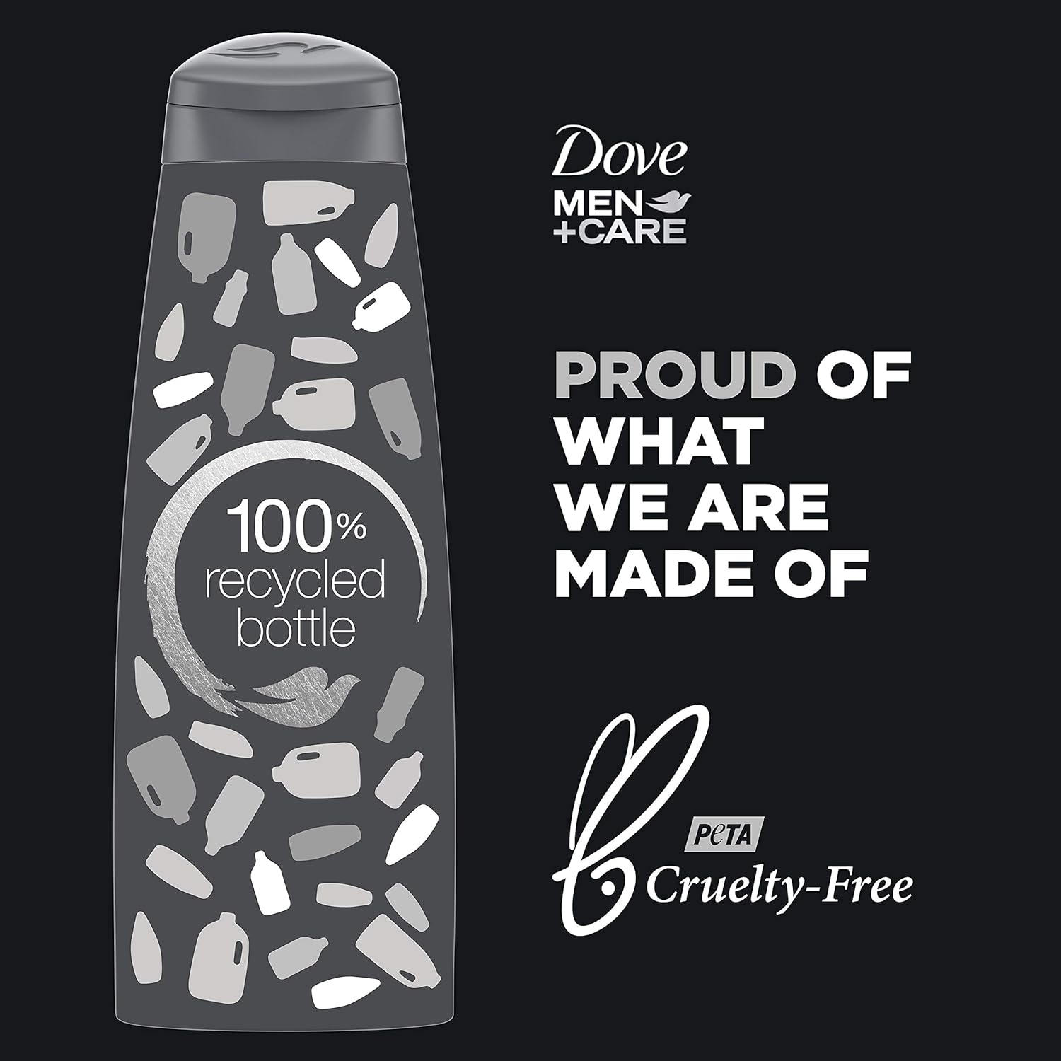 DOVE MEN + CARE Shampoo Charcoal + Clay for Healthy-Looking Hair Naturally Derived Plant Based Cleansers 12 oz