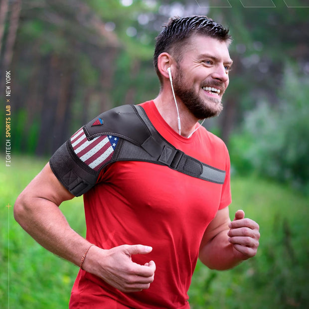 Shoulder Brace - Support & Injury Prevention Brace- Joint Pain Releaser- Shoulder Compression Wrap Strap - Adjustable Injury Accessories for Shoulders - Premium Quality Strap by FIGHTECH (Pink, L-XL)