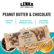 Lenka Bars - Peanut Butter & Chocolate Snack Bars, Gluten Free, High Fiber, Kosher, Wholesome, No Artificial Flavors, Individually Wrapped - 12 Pack