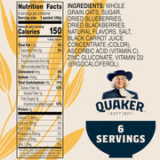 Quaker Immunity Instant Oatmeal, Blueberry Blackberry, Good Source of Vitamins C, D, & Zinc, Whole Grains, No Artificial Flavors, No Colors from Artificial Sources, 1.41 oz Packets, (6 Pack)
