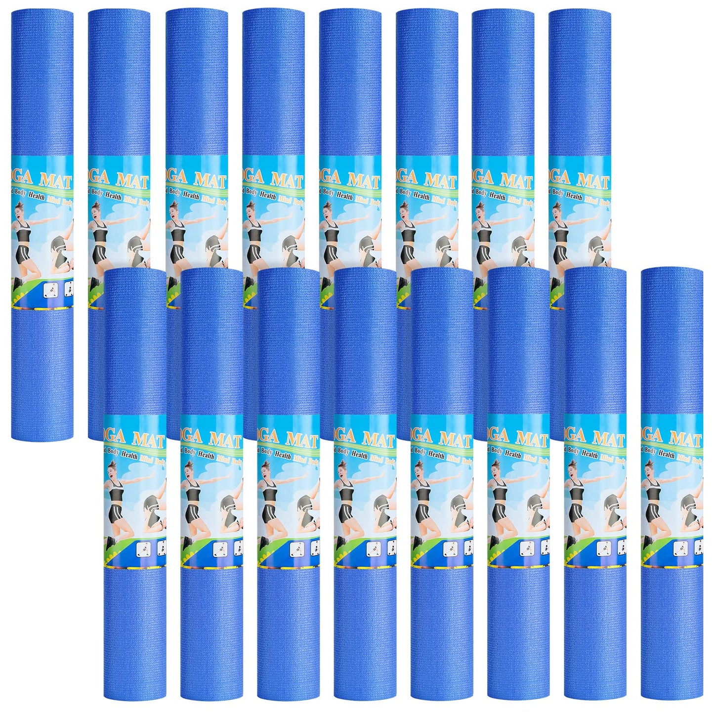 Funtery 16 Pack 3 mm Thick Yoga Mat Exercise Workout Mat Non Slip Fitness Pad for Women Gym Home Yoga Pilates