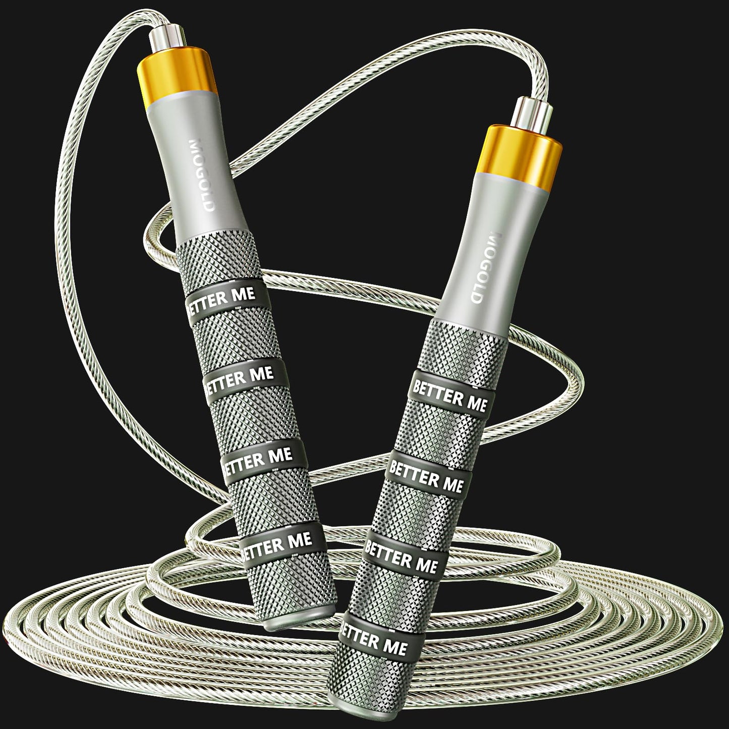 MOGOLD Pro Speed Jump Rope with Ball Bearings – Adjustable Steel Cable, Tangle-Free Design & Silicone Grips for Adults, Kids – Home Gym, Boxing, HIIT & Fitness Training