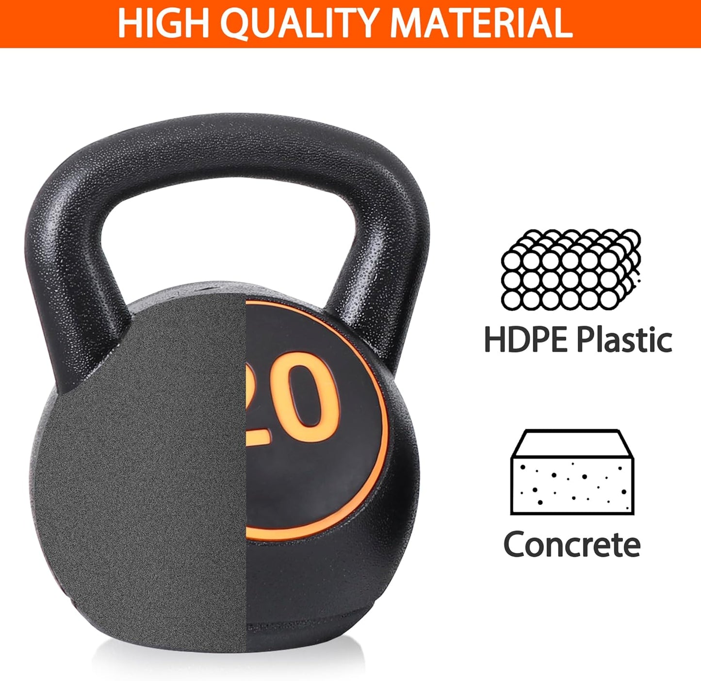 4-Piece Wide Grip Kettlebell Set, Strength Training kettlebells, 5 lbs 10 lbs 15 lbs and 20 lbs, Exercise Fitness Concrete Weight, Full Body HIIT Workout