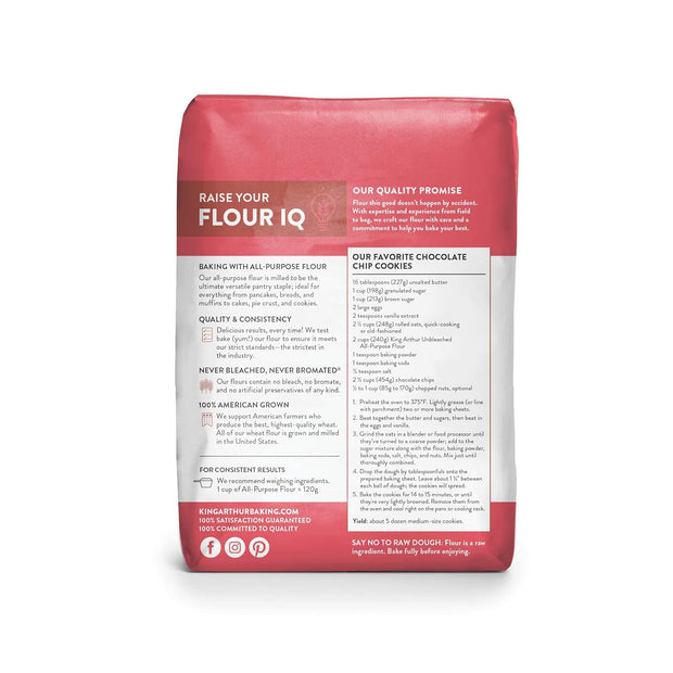 King Arthur Baking Unbleached All-Purpose Flour: Premium 5 lbs Baking Flour, Non-GMO, Kosher Certified, Versatile for Bread, Cakes & Pastries - 11.7% Protein Content, No Preservatives