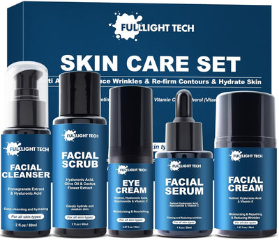 Skin Care for Men,Mens Anti-aging Skin Care Kit for Tigten,Firm & Hydrate Skin Facial Care Kit W/Retinol,Hyaluronic Acid,Men Christmas Brithday Fathers Valentines Gifts for Him Boyfriend Dad Husband
