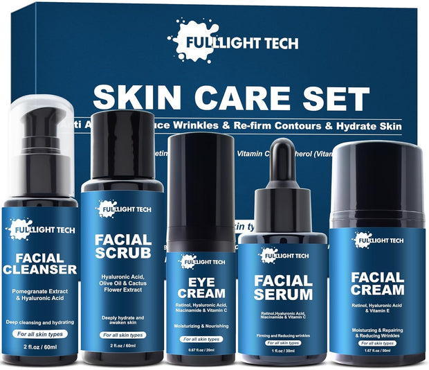 Skin Care for Men,Mens Anti-aging Skin Care Kit for Tigten,Firm & Hydrate Skin Facial Care Kit W/Retinol,Hyaluronic Acid,Men Christmas Brithday Fathers Valentines Gifts for Him Boyfriend Dad Husband