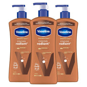 Vaseline Intensive Care Body Lotion Cocoa Radiant 3 count for Dry Skin Lotion Made with Ultra-Hydrating Lipids and Pure Cocoa Butter for a Long-Lasting, Radiant Glow 20.3 Oz