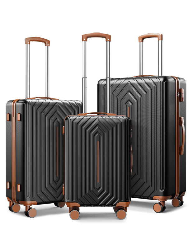 Luggage Sets 3 Piece, Carry On and Checked Hardside Lightweight Suitcase with Spinner Wheels and TSA Lock (20/24/28 inch), Purple