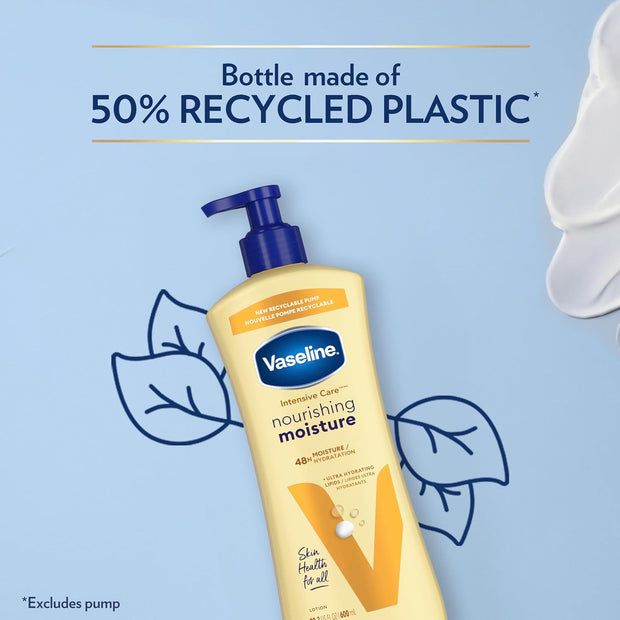 Vaseline Intensive Care Nourishing Moisture Body Lotion 3 Pk Made with Ultra-Hydrating Lipids + Pure Oat Extract for Dry Skin, for Nourished, Healthy-Looking Skin 20.3 oz