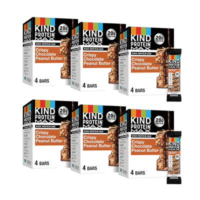 KIND Protein MAX Crispy Chocolate Peanut Butter Snack Bars, 20g of Protein, Keto Friendly, 1g of Sugar Per Bar, Gluten Free, 24ct Value Pack