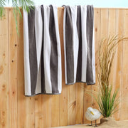 100% Cotton Velour Cabana Stripe Beach Towel Set 30" x 60" - Ultra Soft, Plush, & Highly Absorbent Towels for Pool, Beach, & Swimming. Marina Collection (4-Pack, Charcoal)
