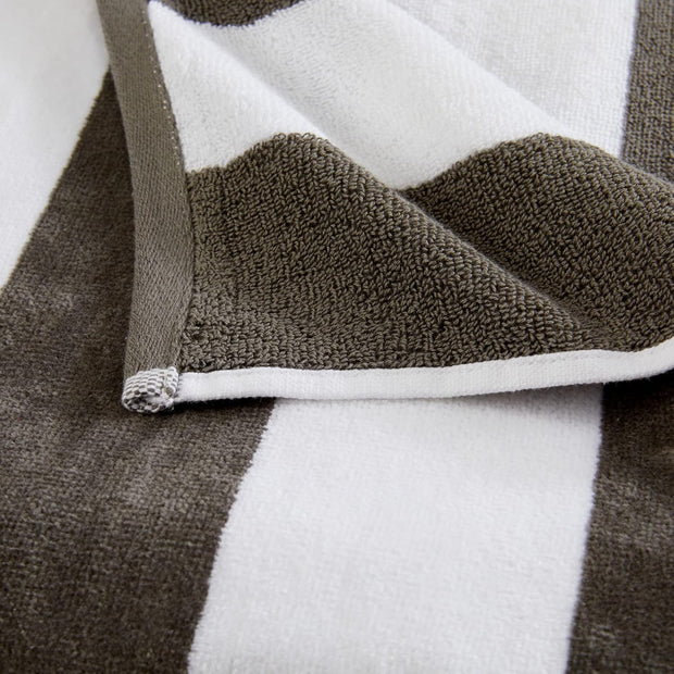 100% Cotton Velour Cabana Stripe Beach Towel Set 30" x 60" - Ultra Soft, Plush, & Highly Absorbent Towels for Pool, Beach, & Swimming. Marina Collection (4-Pack, Charcoal)