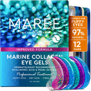 MAREE 24k Gold Under Eye Gels for Dark Circles and Puffiness - Collagen & Hyaluronic Acid Skincare Gel Pads - Gold Eye Patches for Puffy Eyes and Dark Circles - Under Eye Masks - Travel Essentials