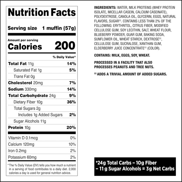 Quest Nutrition Blueberry Muffin, 10g Protein, 3g Net Carb, 2g Sugar, Protein Snack, 4 Count
