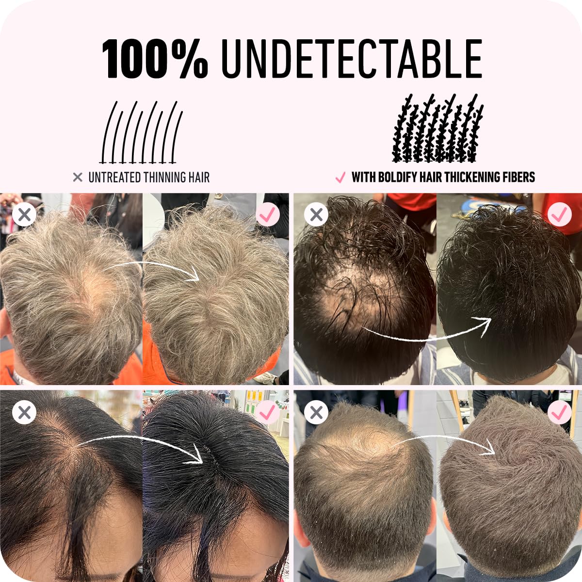 BOLDIFY Hair Fibers (56g) - Fill In Thinning and Fine Hair for an Instantly Fuller, Thicker Look - 14 Shades for Women & Men - Medium Brown