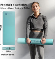 Professional PU Rubber Yoga Mat, Double-Sided Non Slip Sweat Resistant Exercise Mat for Men Women, Comfortable Extra Long & Wide for Yoga, Pilates, Fitness, Home Gym, 72"×26.8"×0.18"(4.5mm)Thick