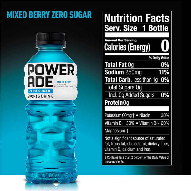 POWERADE ZERO Mixed Berry, 20 fl oz, 8 Pack