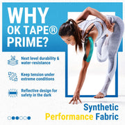 OK TAPE Synthetic Kinesiology Tape, 20 Strips Precut K Tape, Waterproof, Elastic Athletic Tape for Pain Relief & Muscle Support, Reflective Design, 2" x 10" -Beige
